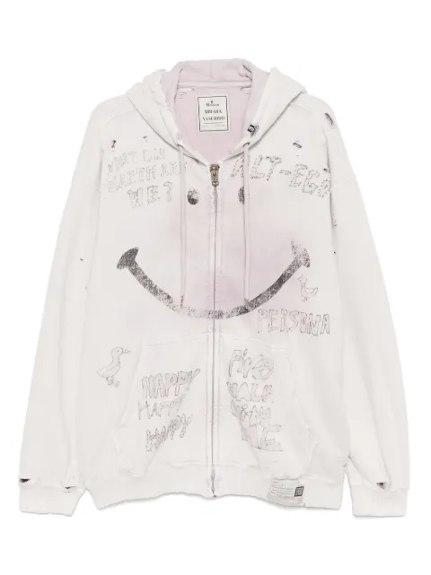Maison MIHARA YASUHIRO bleached smily-face-print zip-up hoodie