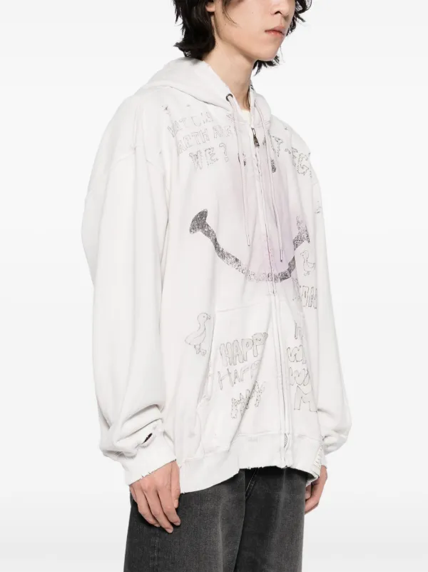Maison MIHARA YASUHIRO Bleached smily-face-print zip-up