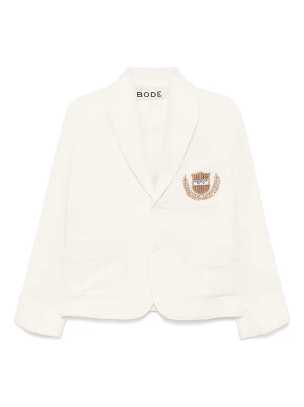 Bode Embroidered Logo-appliqué Blazer in Neutrals