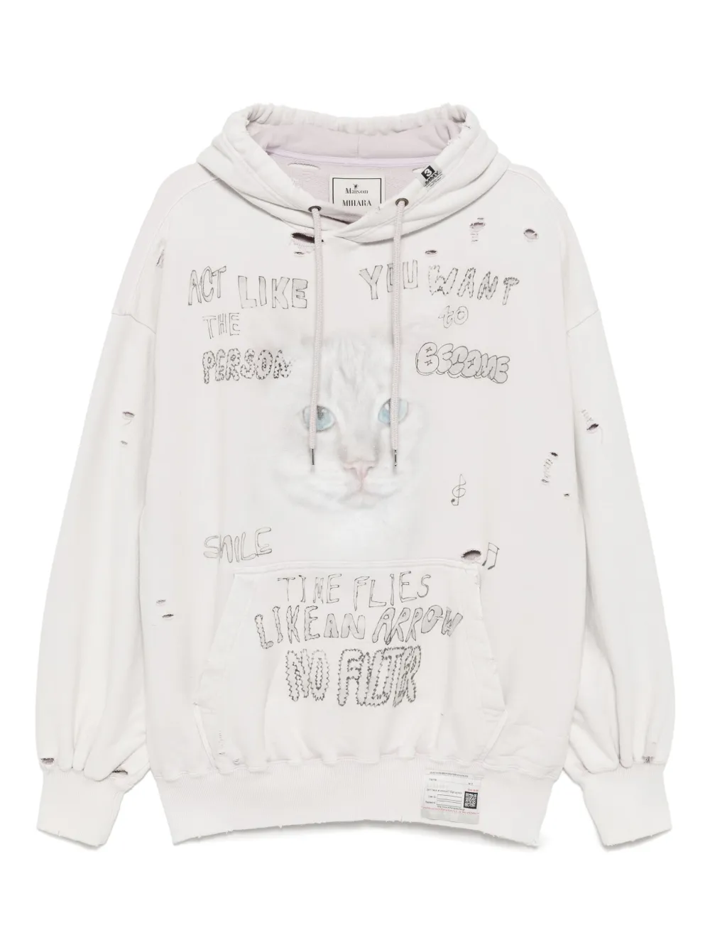 Maison MIHARA YASUHIRO Gebleekte hoodie met kattenprint Roze
