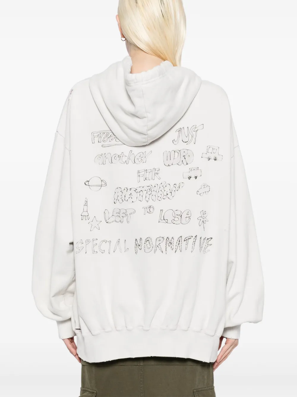 Maison MIHARA YASUHIRO Gebleekte hoodie met kattenprint Roze
