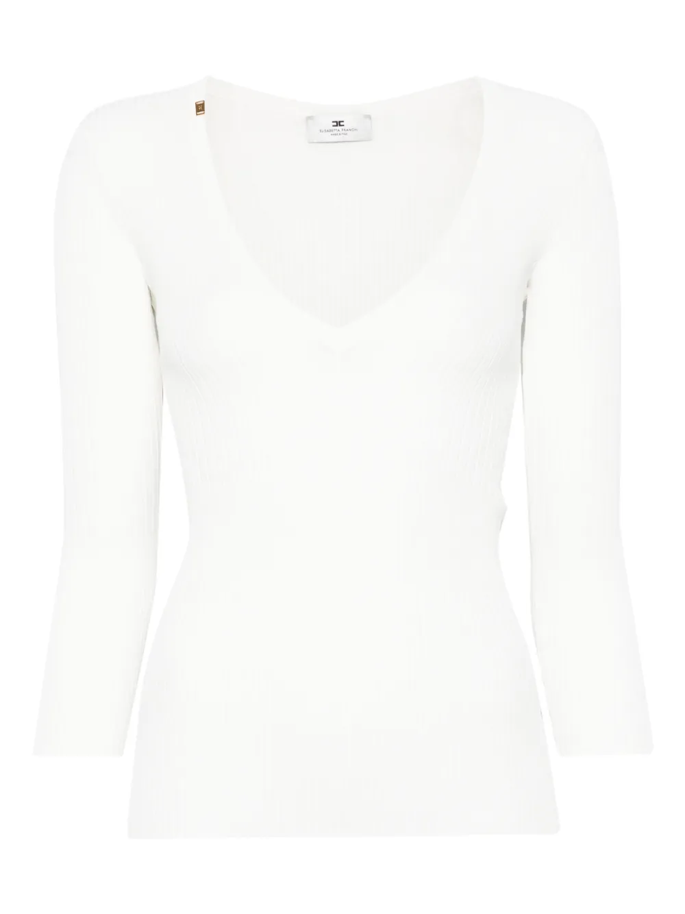 Elisabetta Franchi top tejido de canalé con cuello en V | blanco | Image 1
