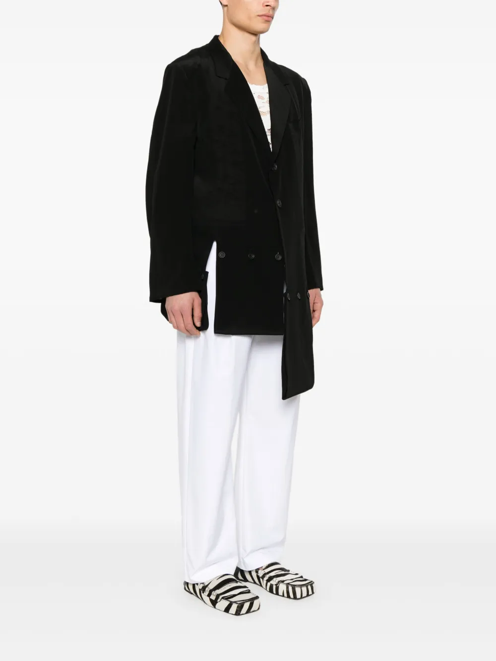 Yohji Yamamoto Zijden jas Zwart