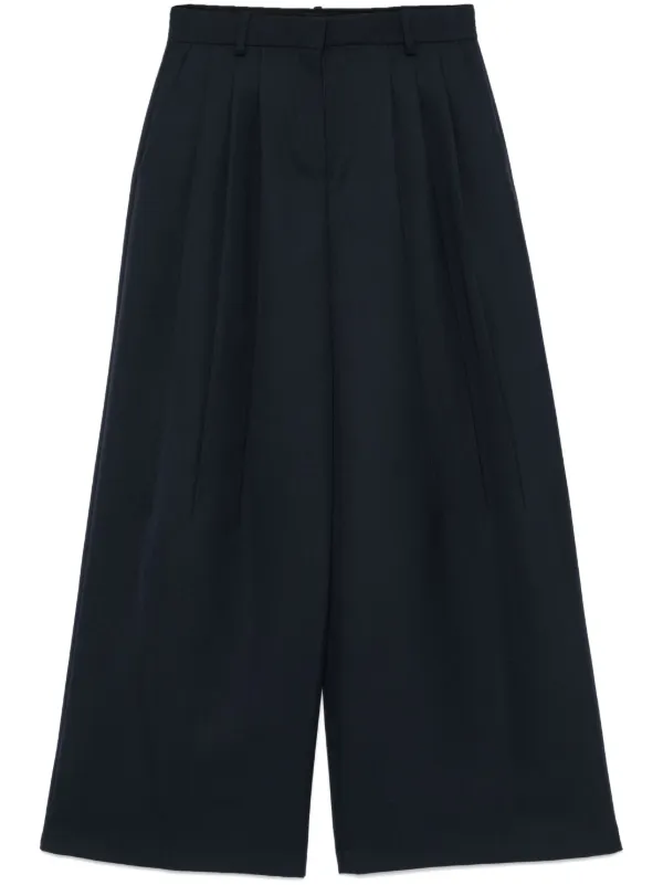 Theory Tapered High-waisted Trousers in Blue