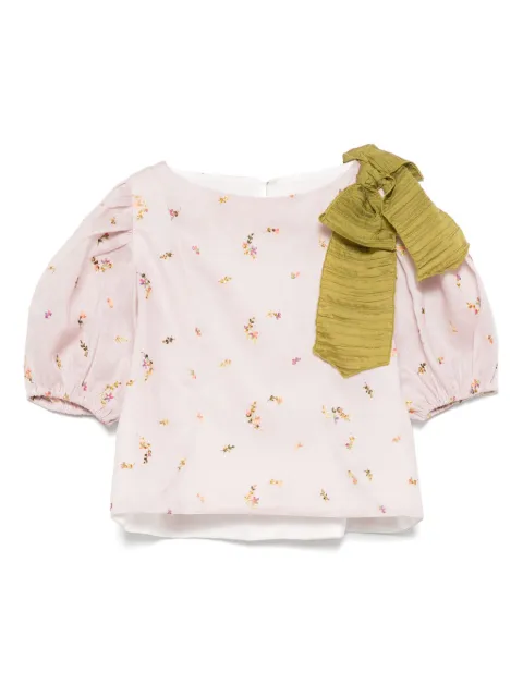 La Stupenderia floral-embroidered top