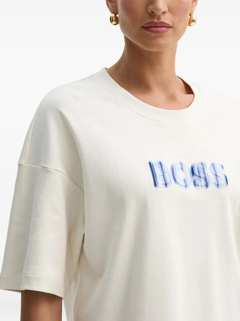 BOSS T-shirt met logodetail en korte mouwen Wit