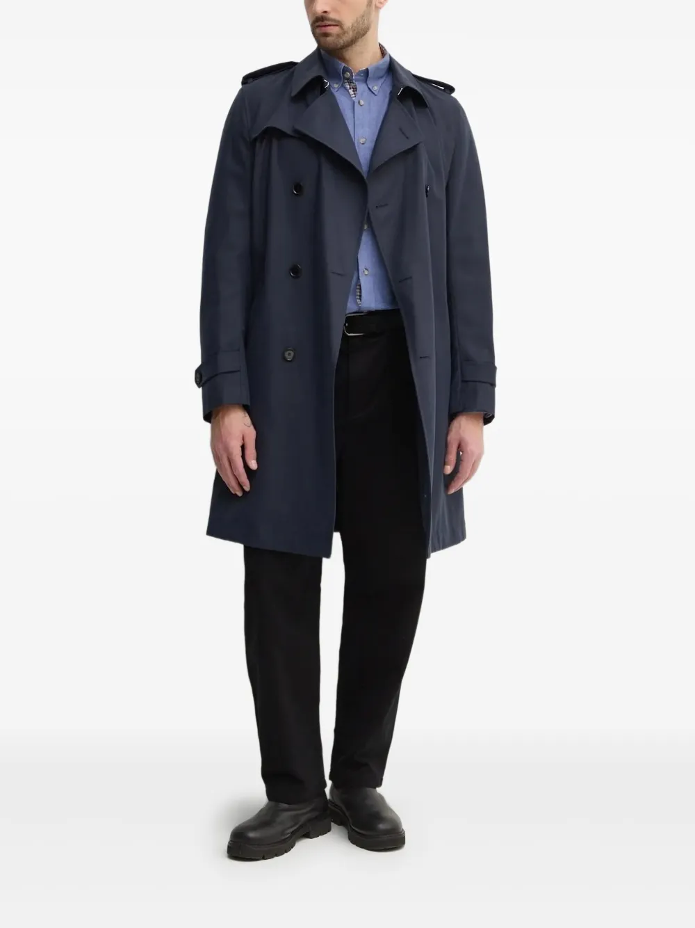 BOSS double-breasted belted trench coat | Blue | Image 1