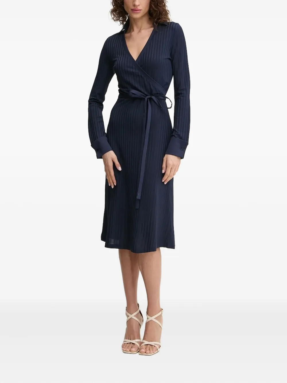BOSS rib-knit wrap midi dress | Blue | Image 1