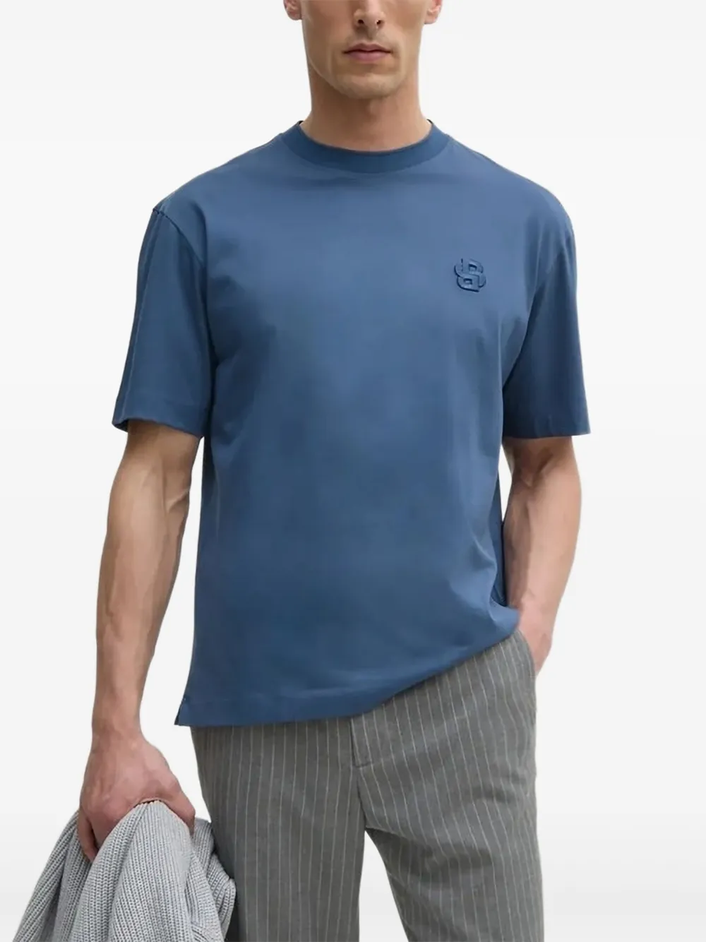 BOSS T-shirt met geborduurd logo Blauw