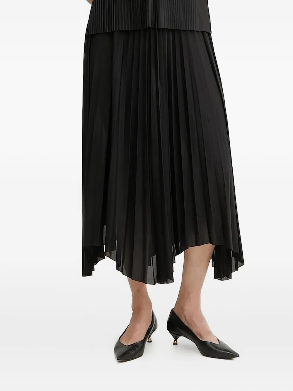 Hugo Boss Pleated Asymmetric Midi Skirt In Black