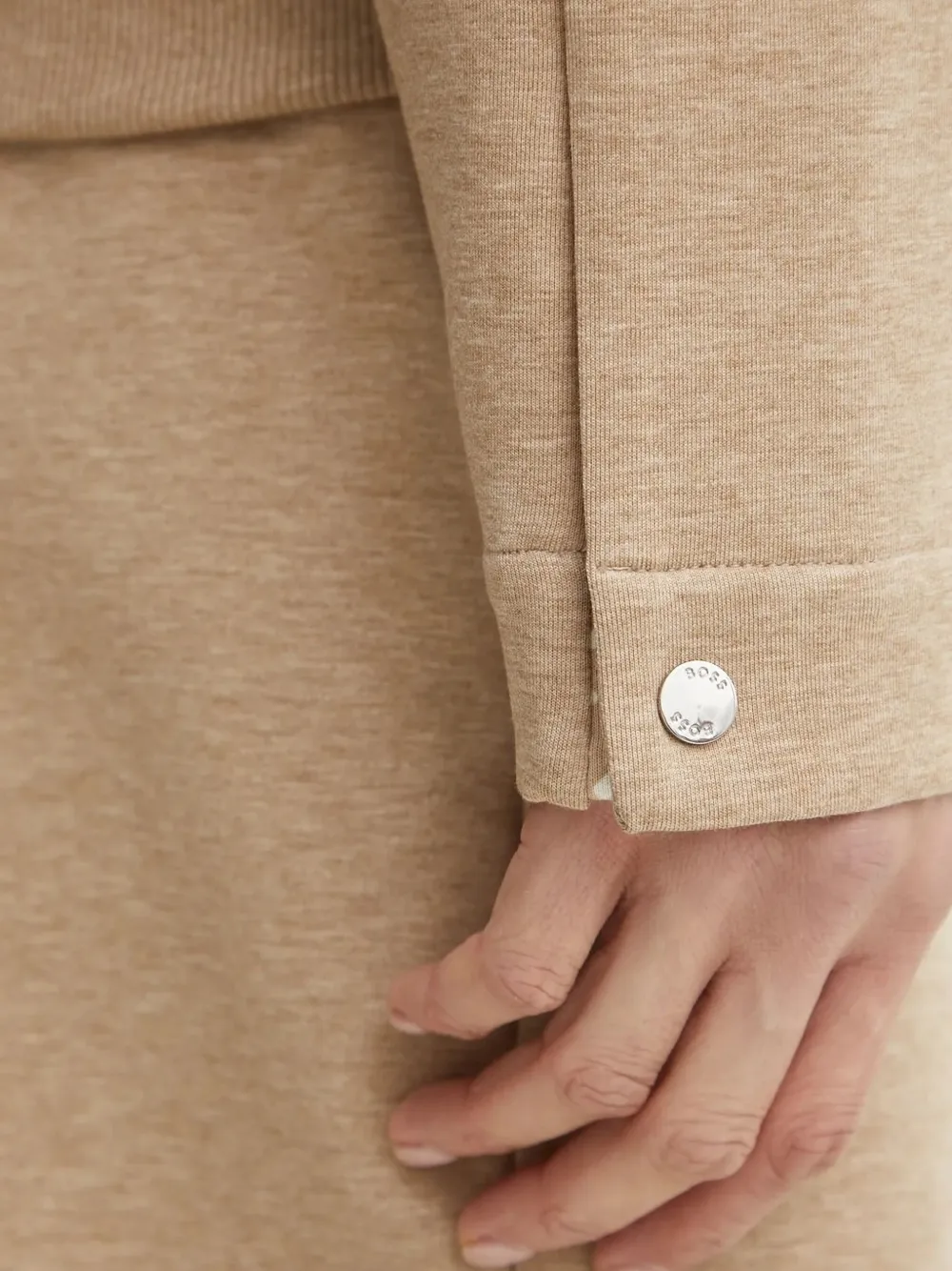 Hugo Boss Embroidered-logo Hoodie In Neutral