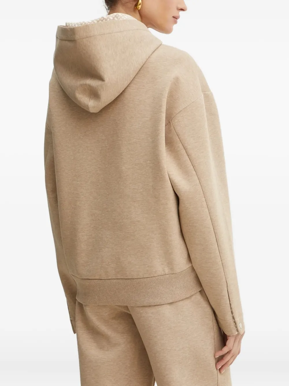 Hugo Boss Embroidered-logo Hoodie In Neutral