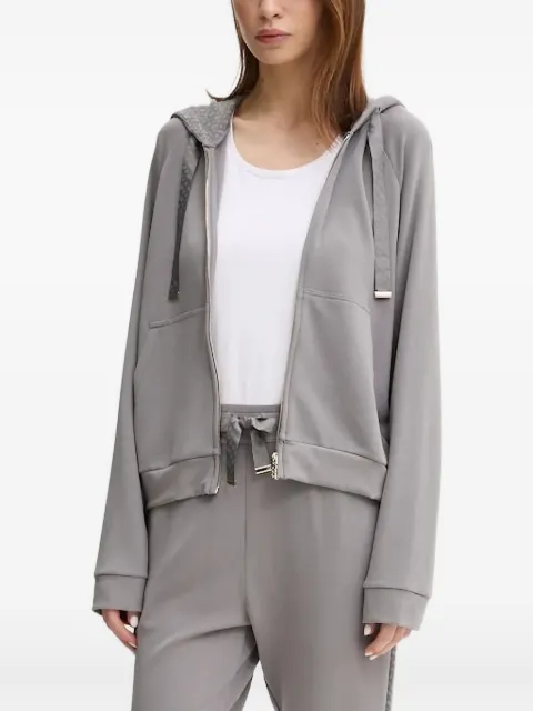 BOSS embossed-logo zip-up hoodie