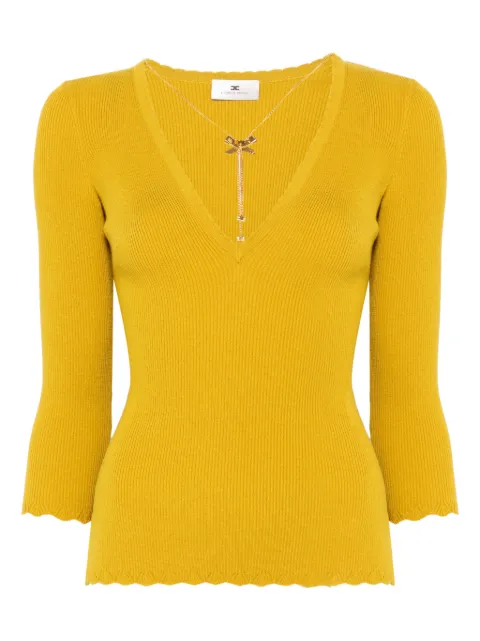 Elisabetta Franchi necklace-detail ribbed top