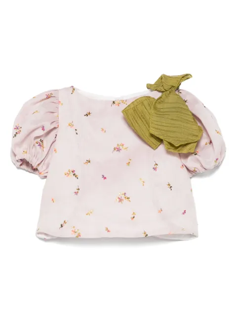 La Stupenderia floral-embroidered top