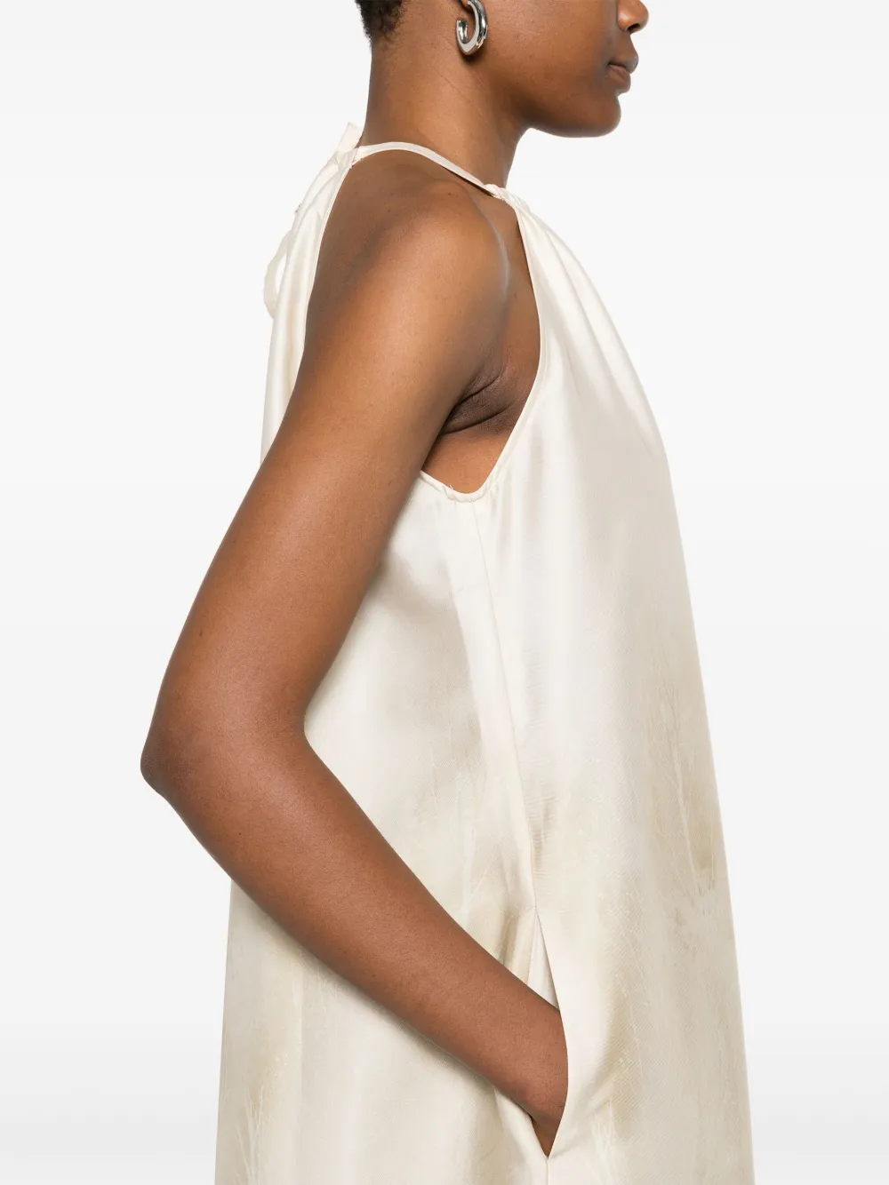 Peserico Twill maxi-jurk met print Beige
