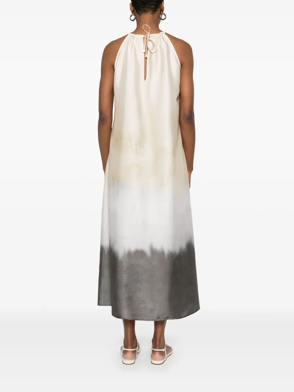 Peserico Twill maxi-jurk met print Beige