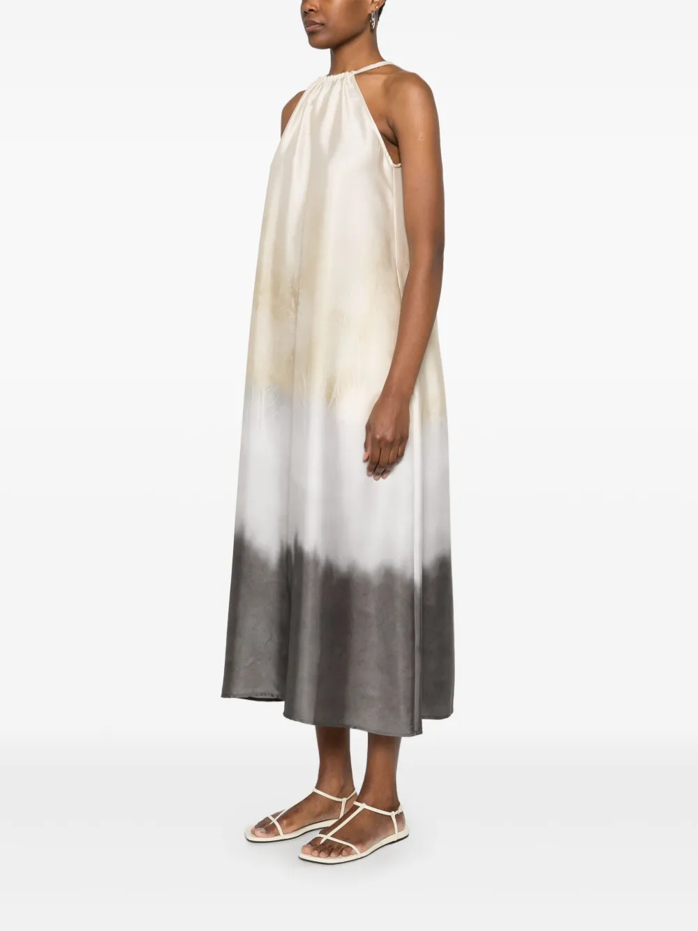 Peserico Twill maxi-jurk met print Beige