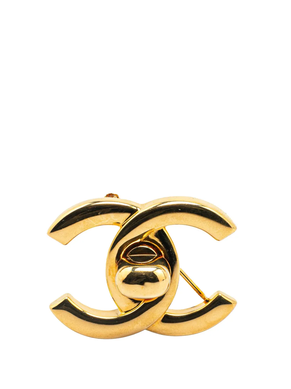 CHANEL Pre-Owned 1997 Gold Plated CC Turn-Lock Brooch costume brooch | Gold | Image 1