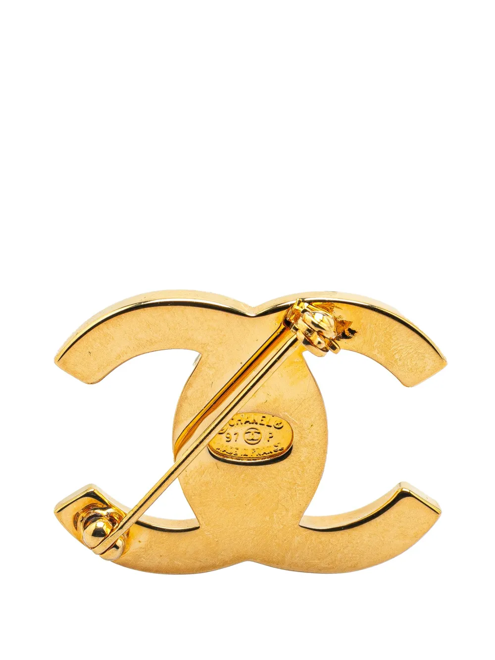 CHANEL Pre-Owned 1997 vergulde broche met CC-draaislot - Goud