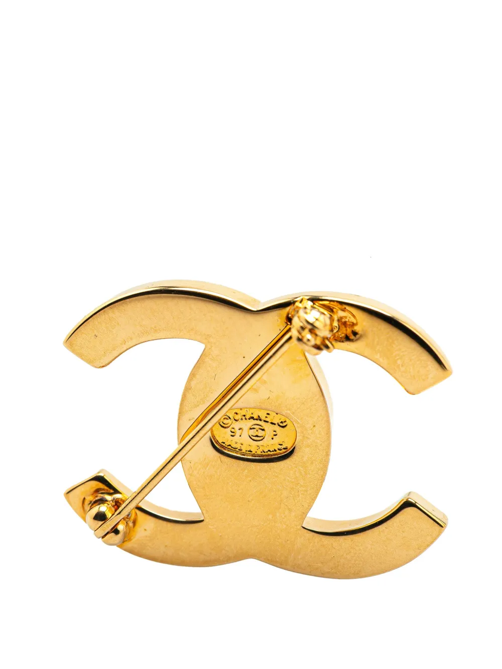 Pre-owned Chanel 1997 Gold Plated Cc Turn-lock Brooch Costume Brooch In 金色