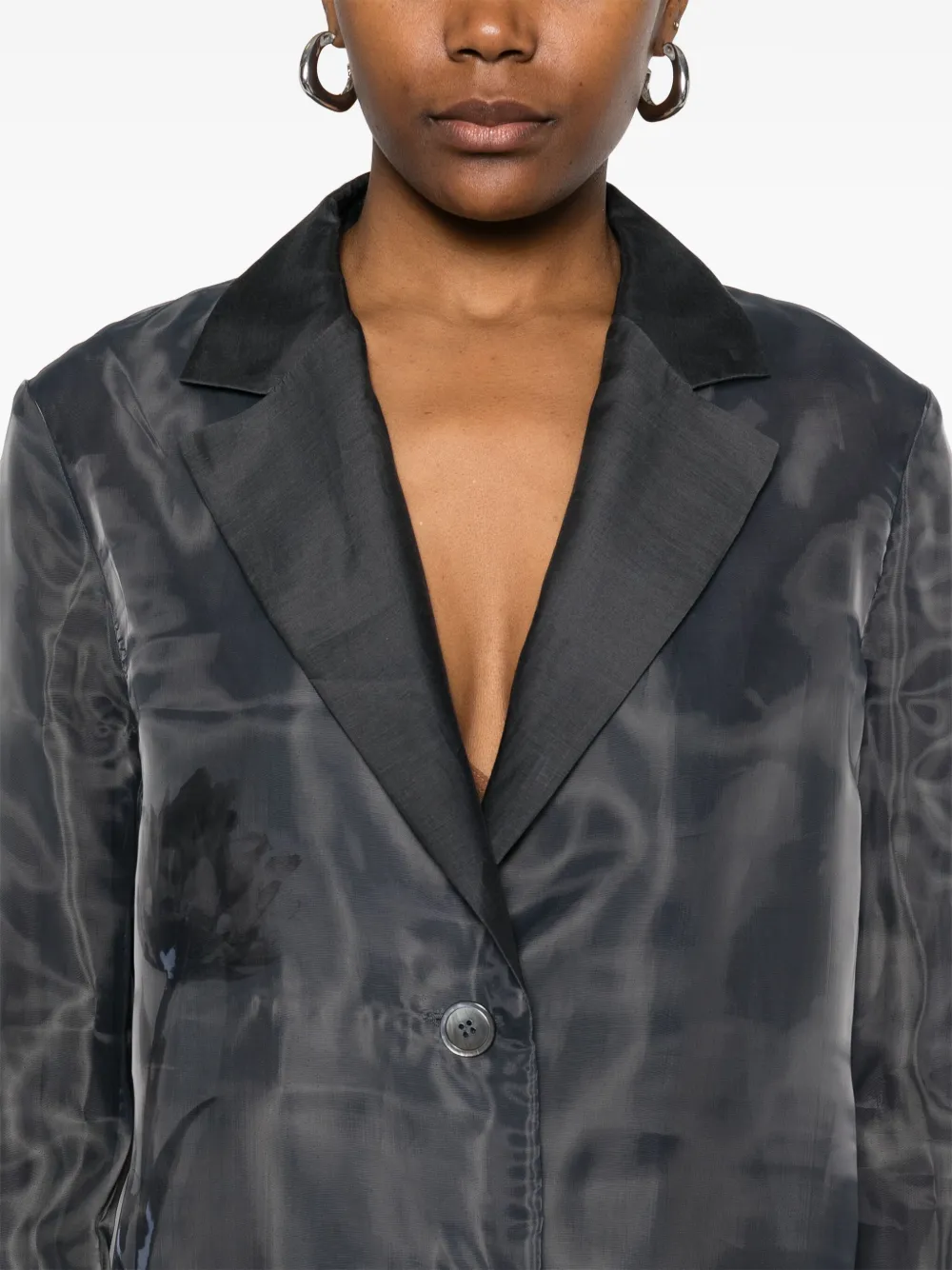 Shop Peserico Organza Single-breasted Blazer In Grey
