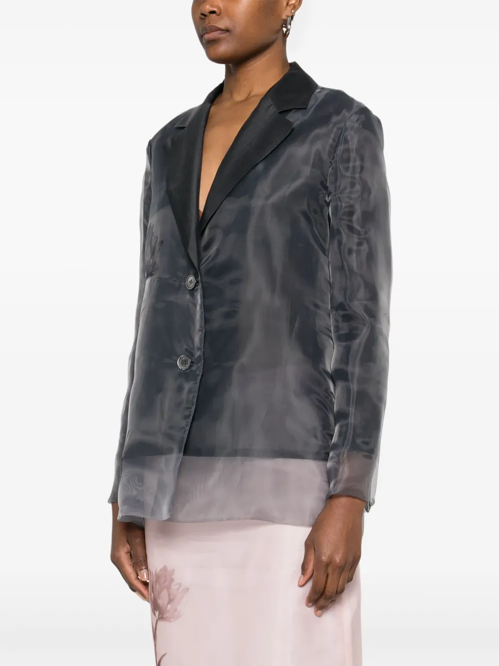 Shop Peserico Organza Single-breasted Blazer In Grey