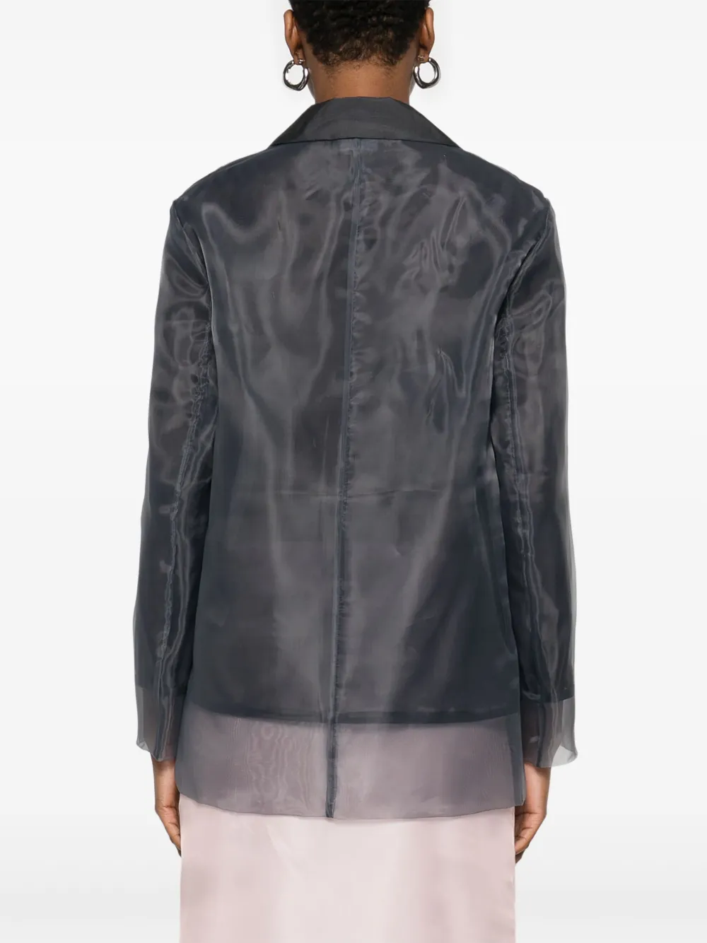 Shop Peserico Organza Single-breasted Blazer In Grey