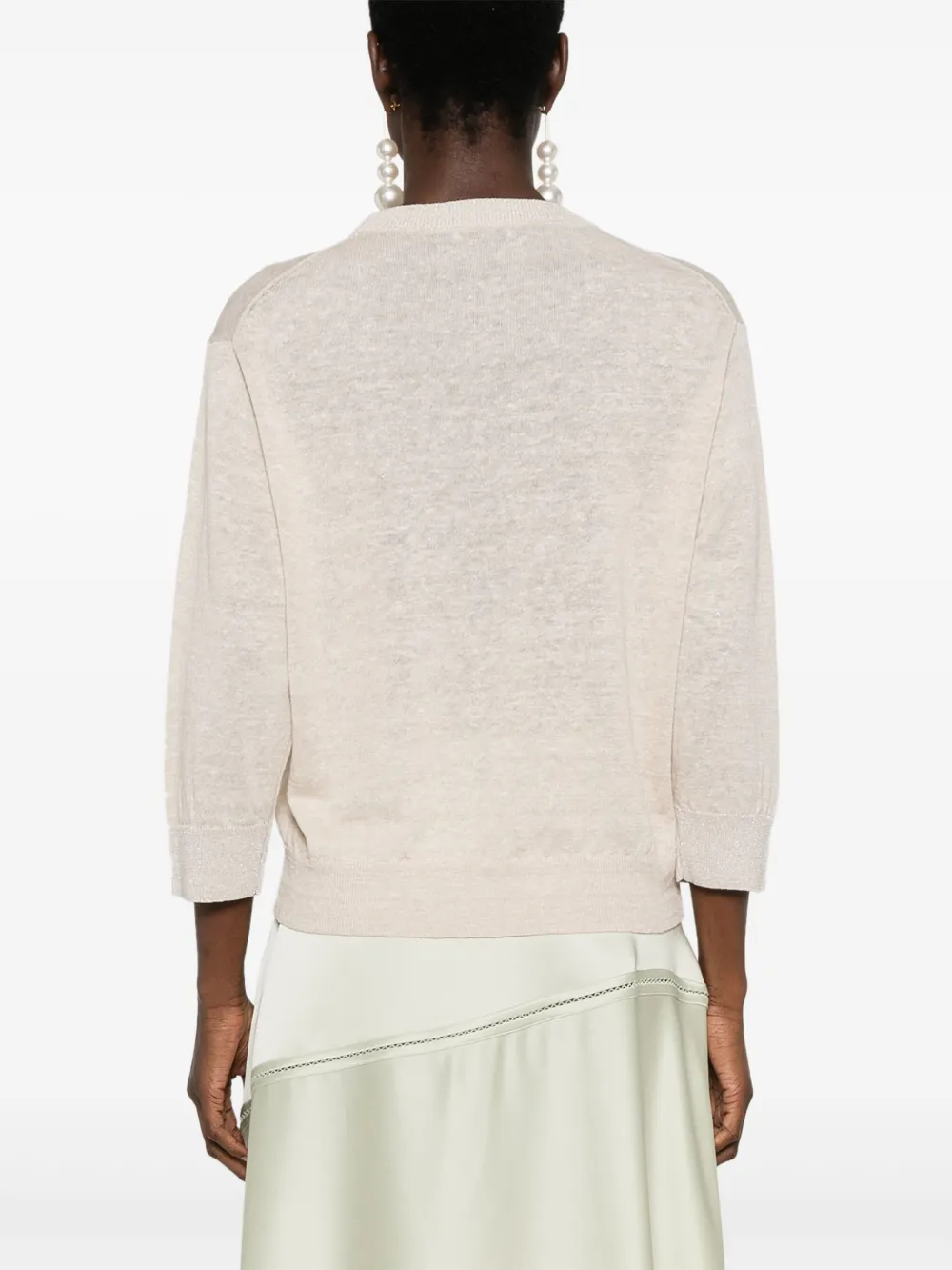 Peserico Fijngebreid T-shirt Beige