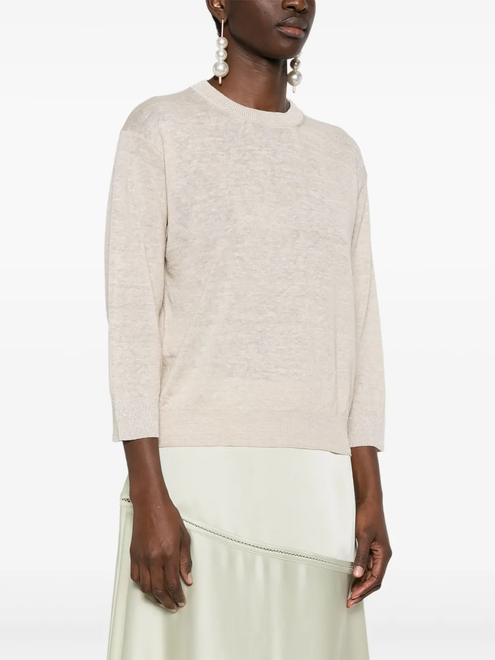 Peserico Fijngebreid T-shirt Beige