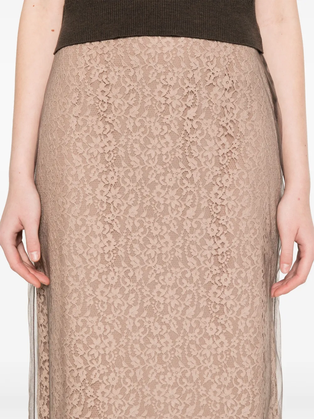 FENDI Midi-rok met kant Beige