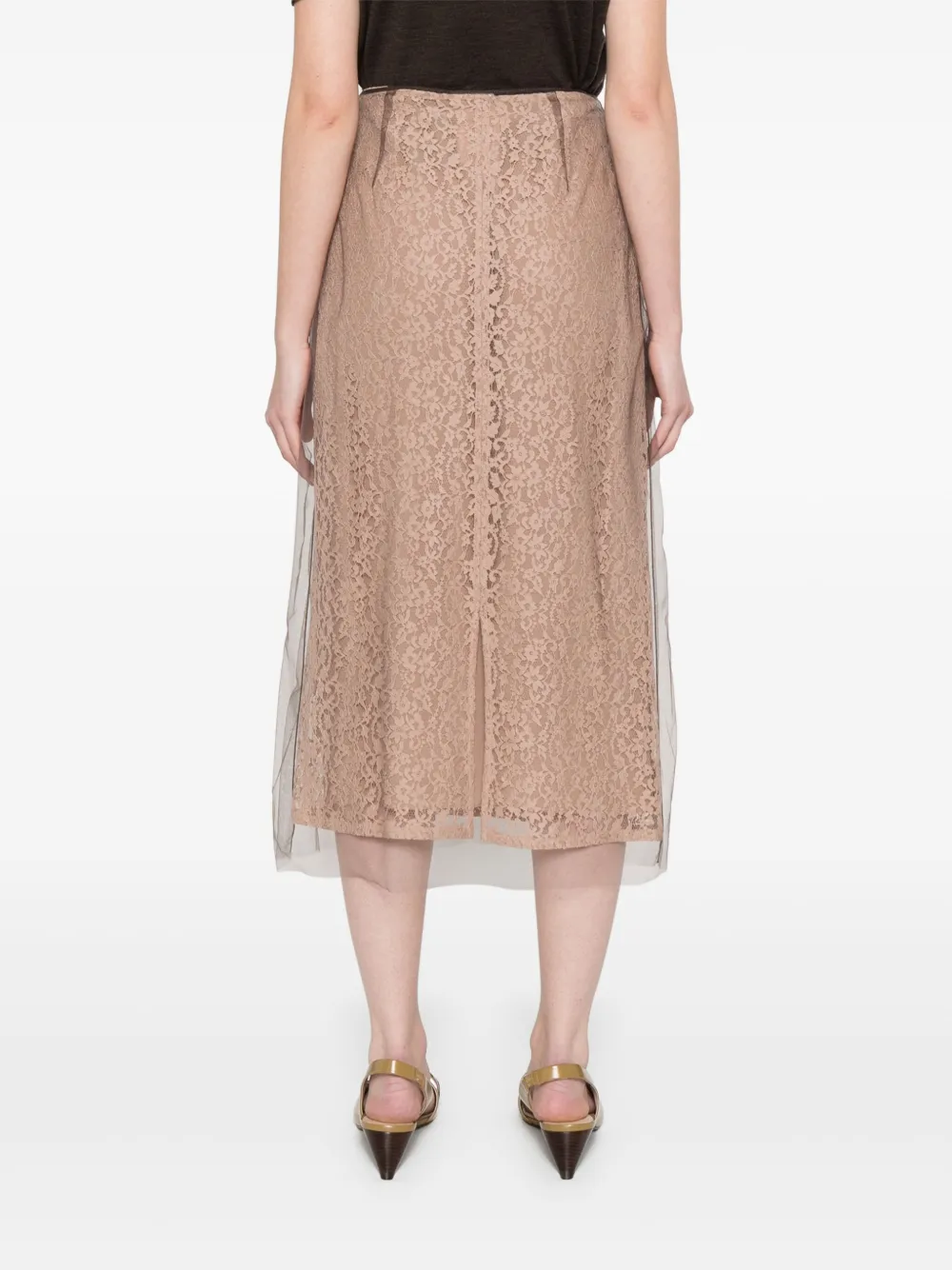 FENDI Midi-rok met kant Beige