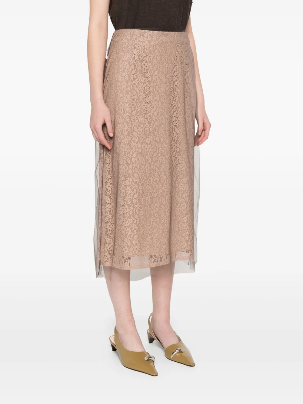 FENDI Midi-rok met kant Beige