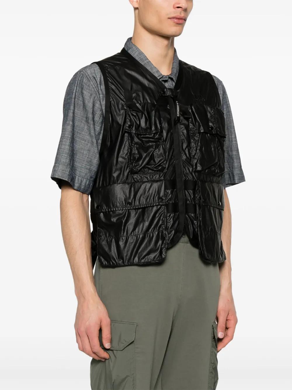 C.P. Company Gilet met geborduurd logo Zwart