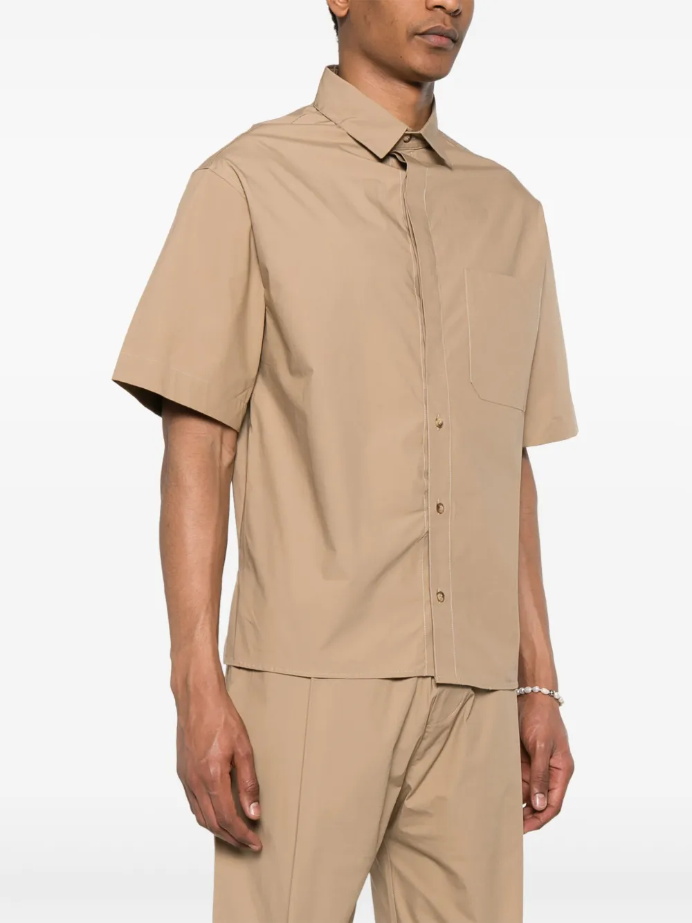 A Paper Kid Cut-away-collar Shirt In Neutrals