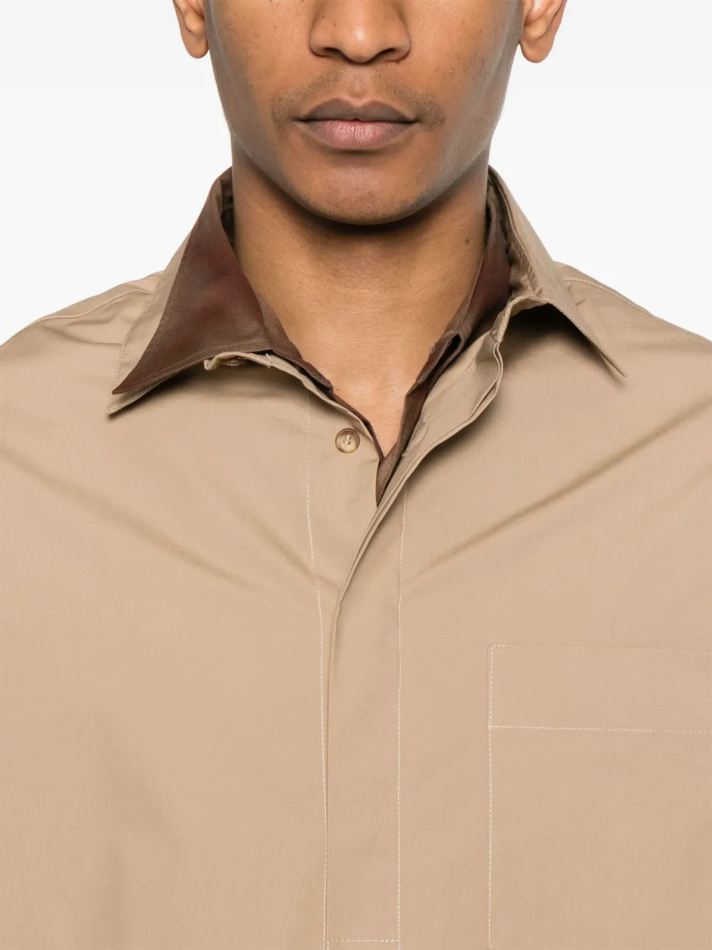A Paper Kid Cut-away-collar Shirt In Neutrals