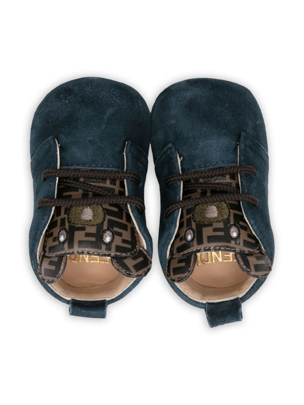 Fendi Kids teddy-bear motif crib shoes Blue