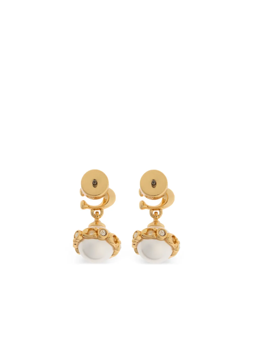 Shop Coach Signature Pearl Drop Earrings In Gold