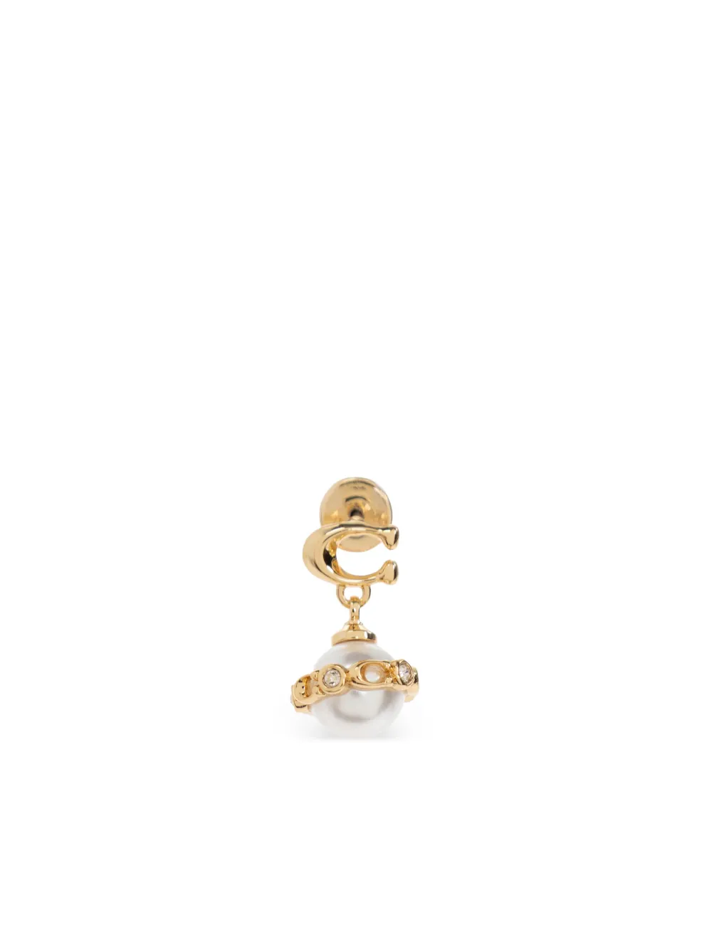 Shop Coach Signature Pearl Drop Earrings In Gold