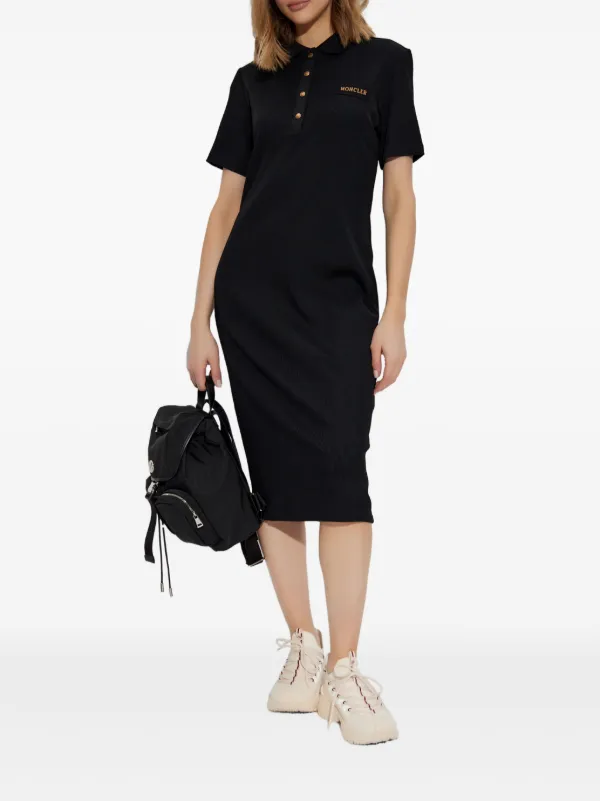 Moncler Polo Midi Dress | Black | FARFETCH