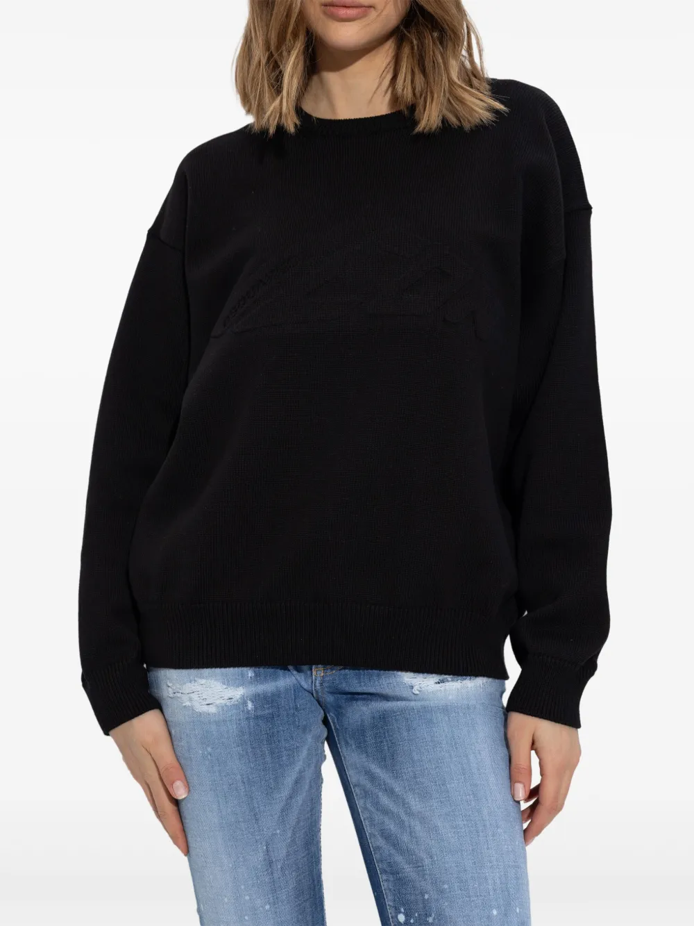 DSQUARED2 Trui met logo-reliëf Zwart