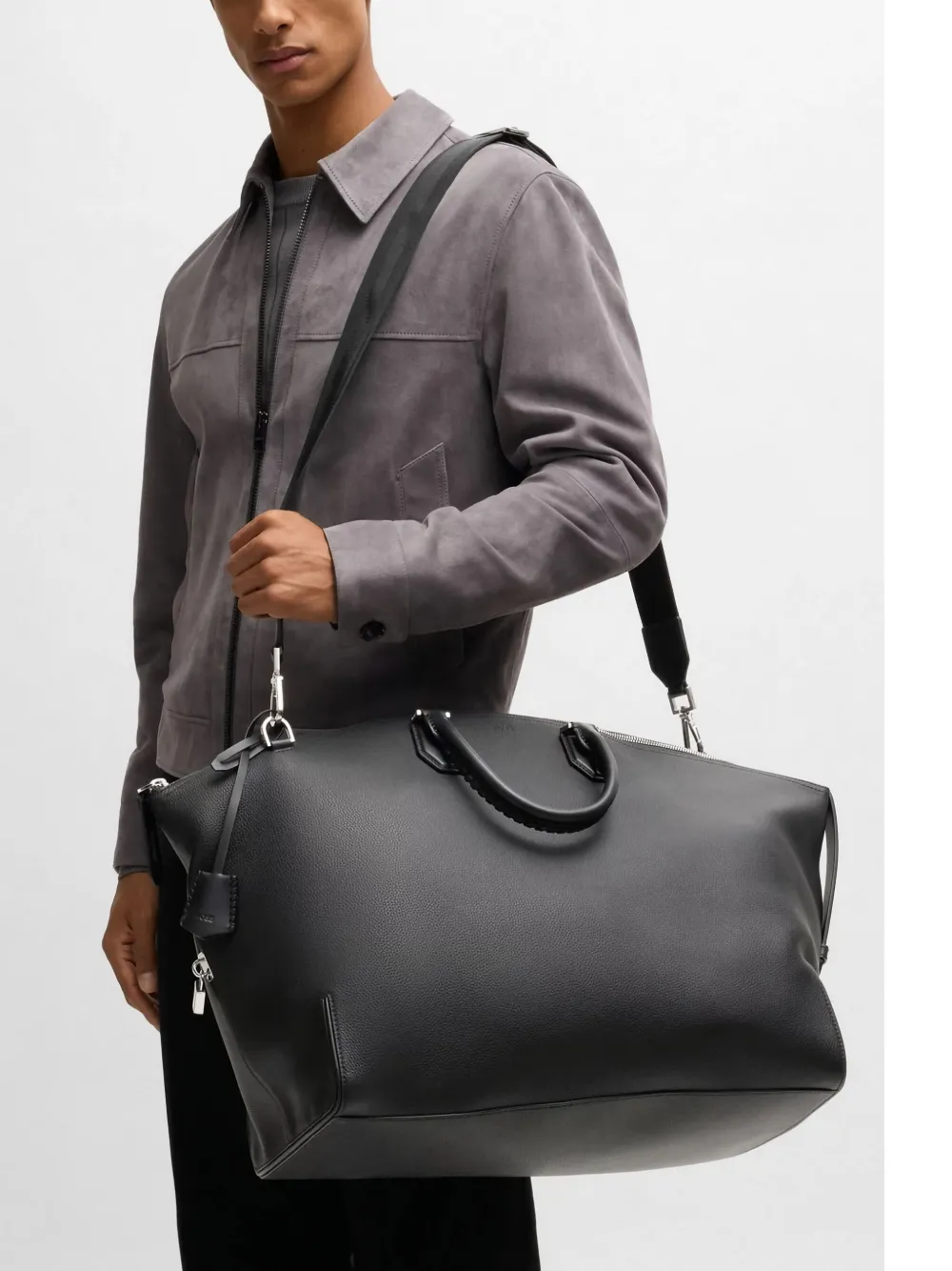 BOSS Leren tas Zwart
