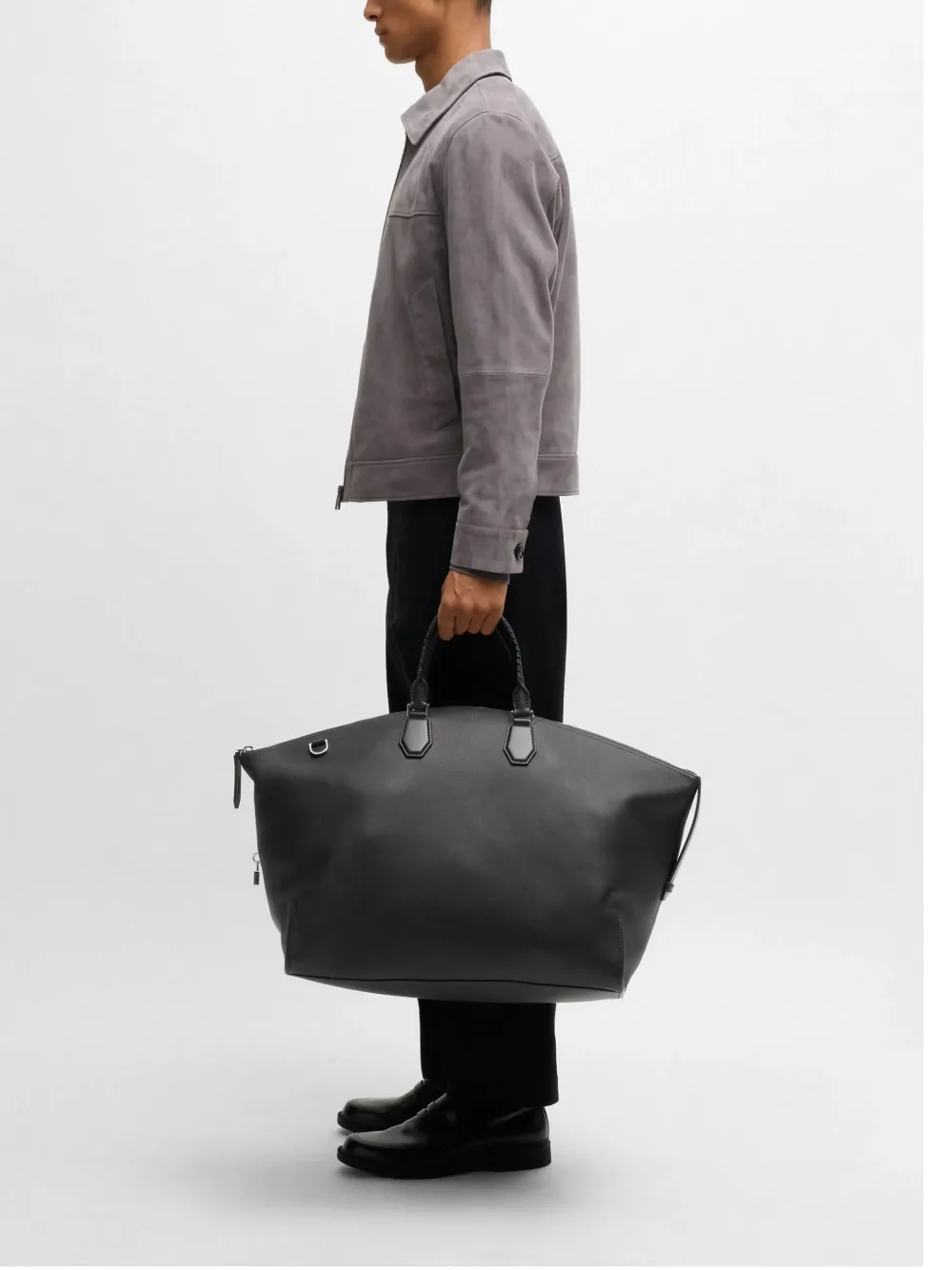 BOSS Leren tas Zwart