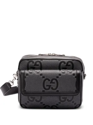 GUCCI メンズ　メッセンジャーバッグ ジャンボ GG ミディアム メッセンジャーバッグブラック レザー