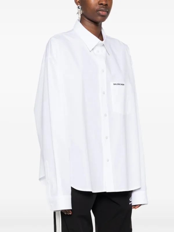 現在開催中のキャンペーン＆お得情報 | Shirt logo-embroidered Balenciaga White FARFETCH | トップス