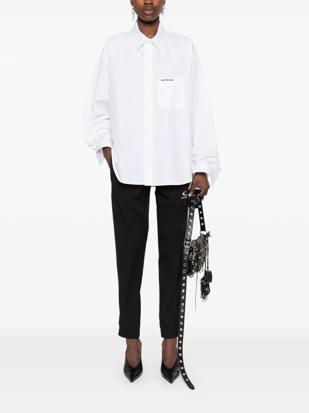 Balenciaga Blouse met geborduurd logo - Wit