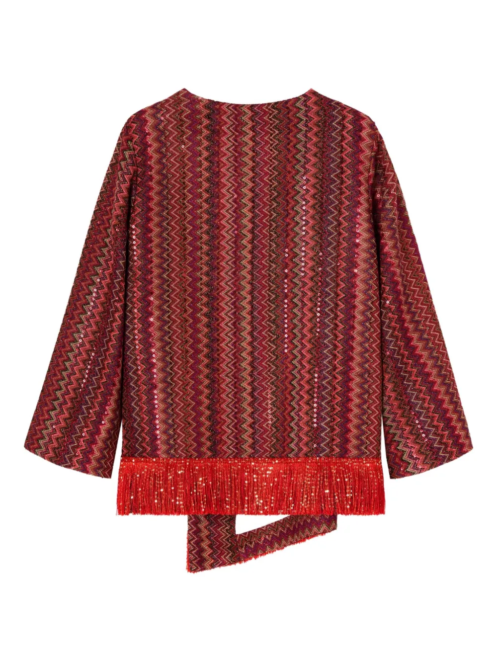 Missoni Kids Zigzag-pattern fringed blouse Rood