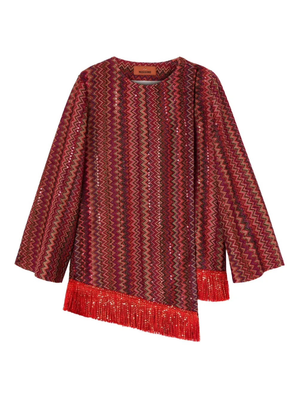 Missoni Kids Zigzag-pattern fringed blouse Rood