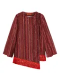 Missoni Kids Zigzag-pattern fringed blouse - Red