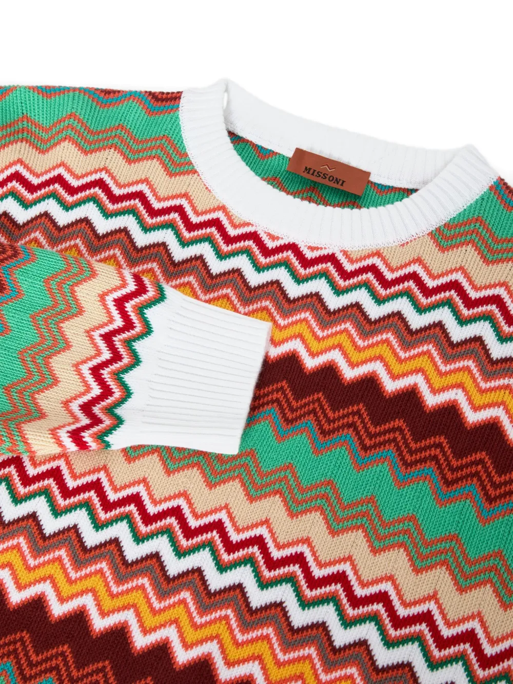 Missoni Kids Trui met chevron patroon en ronde hals Rood